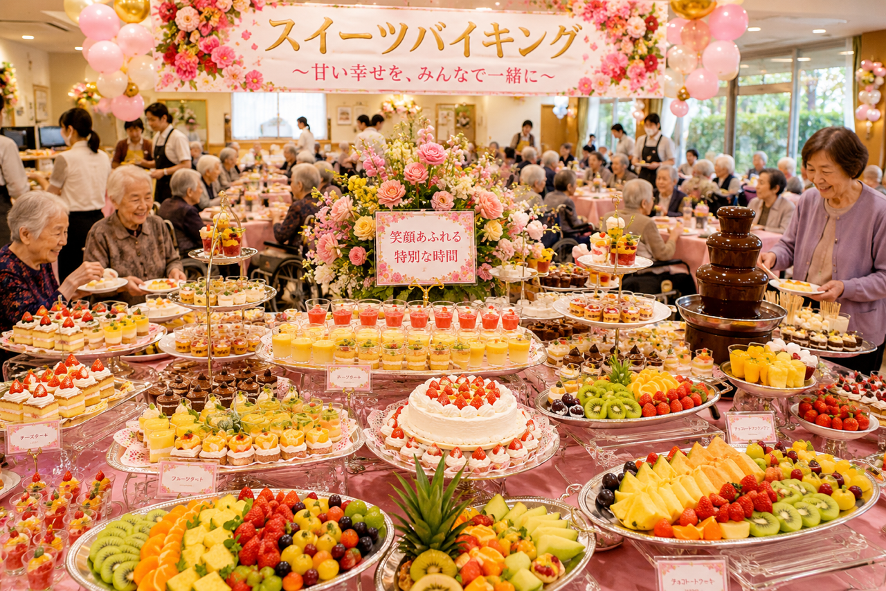 高齢者施設のスイーツバイキング（行事食）