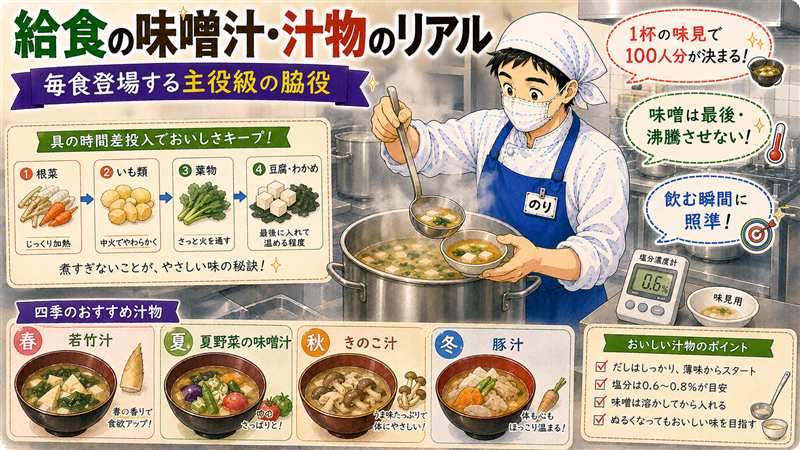 給食の味噌汁・汁物のリアル｜毎食登場する主役級の脇役
